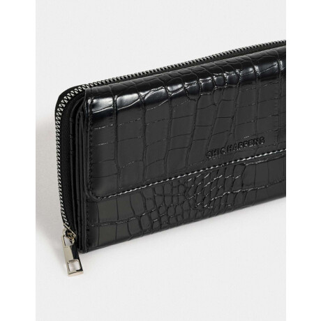 Billetera Cuerina Croco Negro