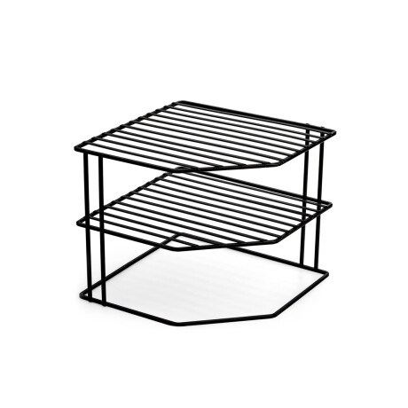 Soporte organizador esquinero doble estante metal negro Sc