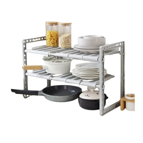 Estante Organizador Cocina 2 Niveles Ajustable Expendible Gris claro Estante Organizador Cocina 2 Niveles Ajustable Expendible Gris claro