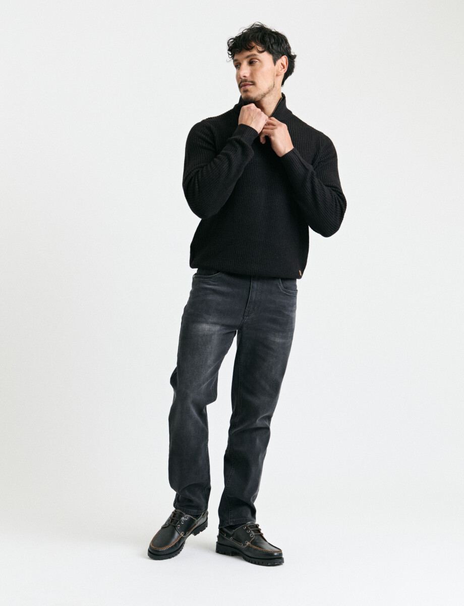 470587 SWEATER PUNTO MEDIO CIERRE HARRY Negro