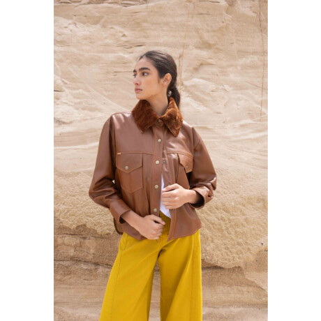 Camisa Couro Short Camel