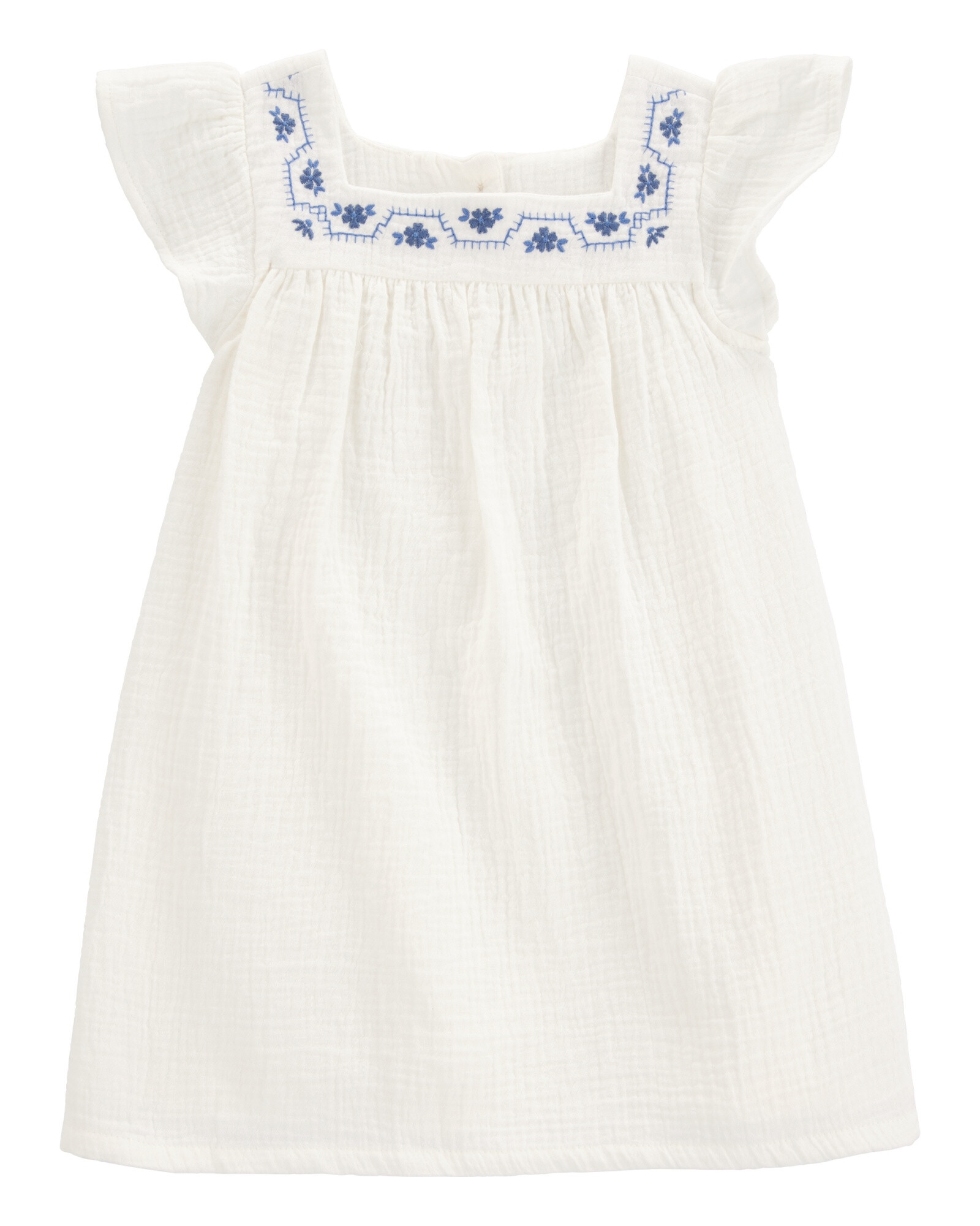 Vestido de algodón, mangas con volados, blanco Sin color