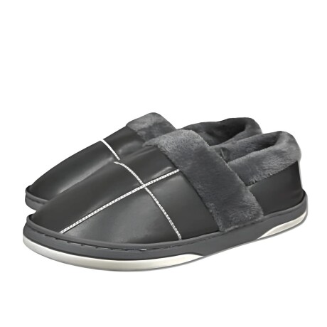 Pantuflas Unisex Cuerina Piel Sintética Antideslizantes Gris