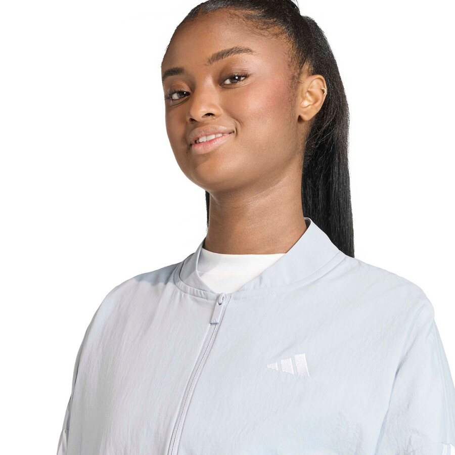 Campera de Mujer Adidas W 3S Wv Bomber Gris - Blanco