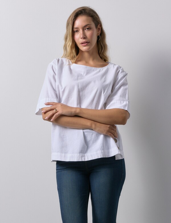Blusa Algodon Botones BLANCO
