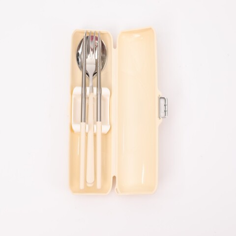 SET DE CUBIERTOS CON DISEÑO DE LAZO 3 PIEZAS CREMA. SET DE CUBIERTOS CON DISEÑO DE LAZO 3 PIEZAS CREMA.