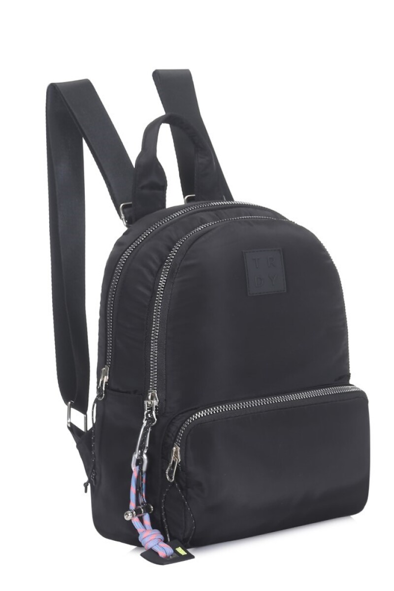 Mochila nylon tela cierres Negro