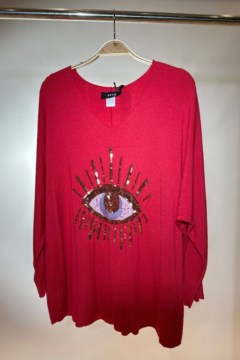 Sweater ojo brillos - Rojo 