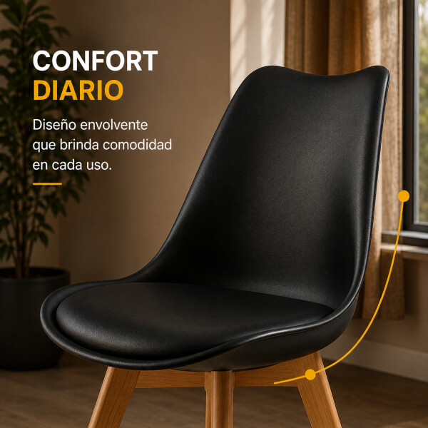 Silla Comedor ComboHome Tulip Eames Pack X4 Negro 1