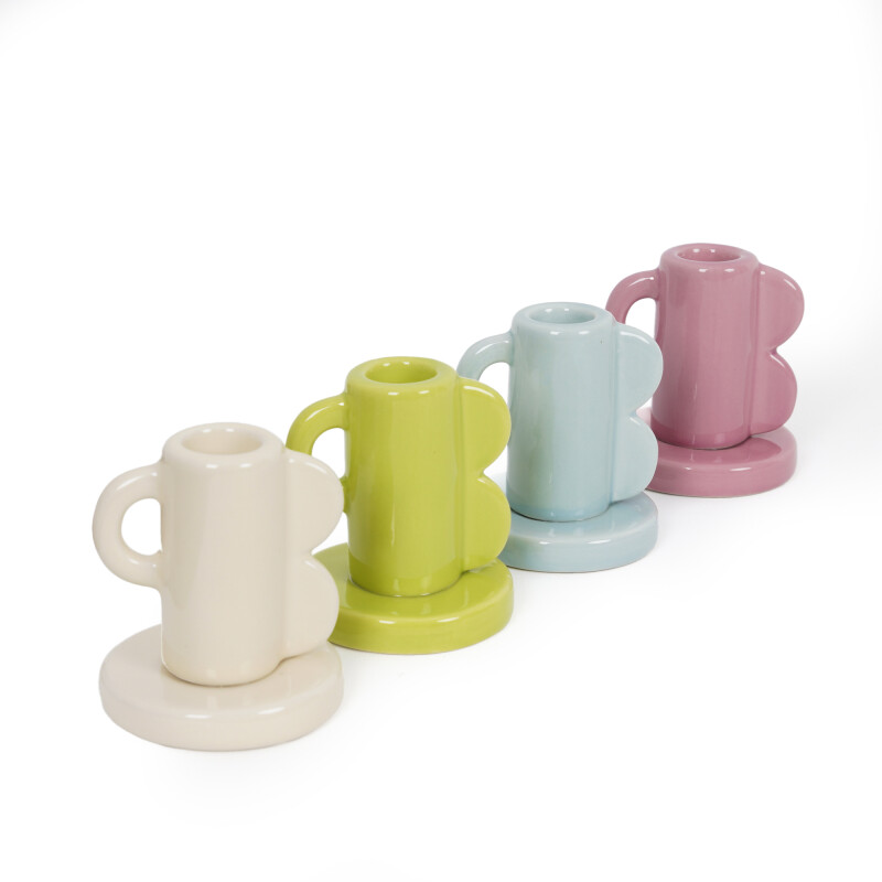 Candelabro porta velas Ondas Vintage Beige