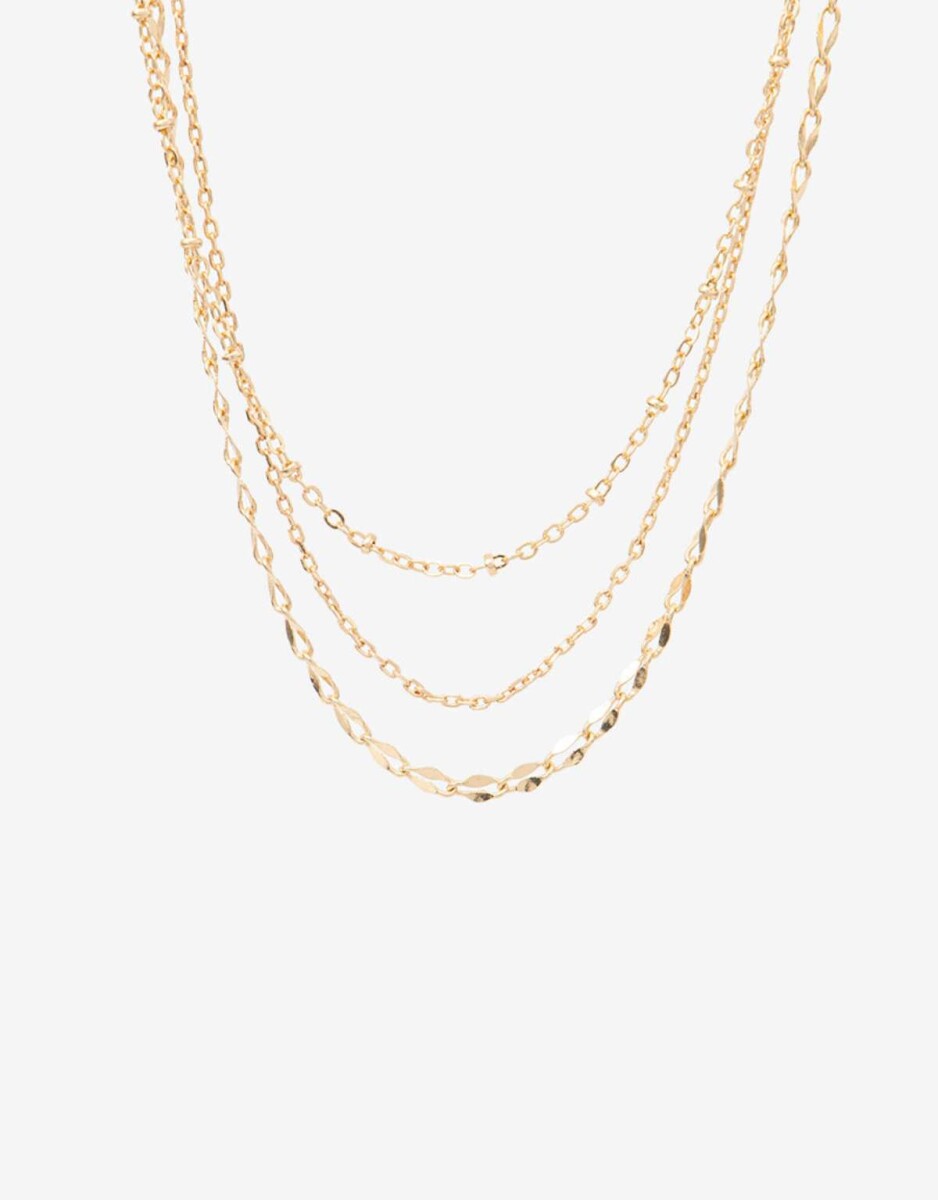 Set De Collares Cadena Metal - Dorado 