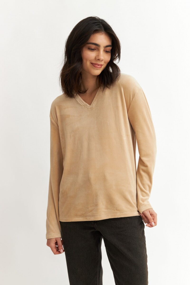 Remera m/l de plush TOSTADO