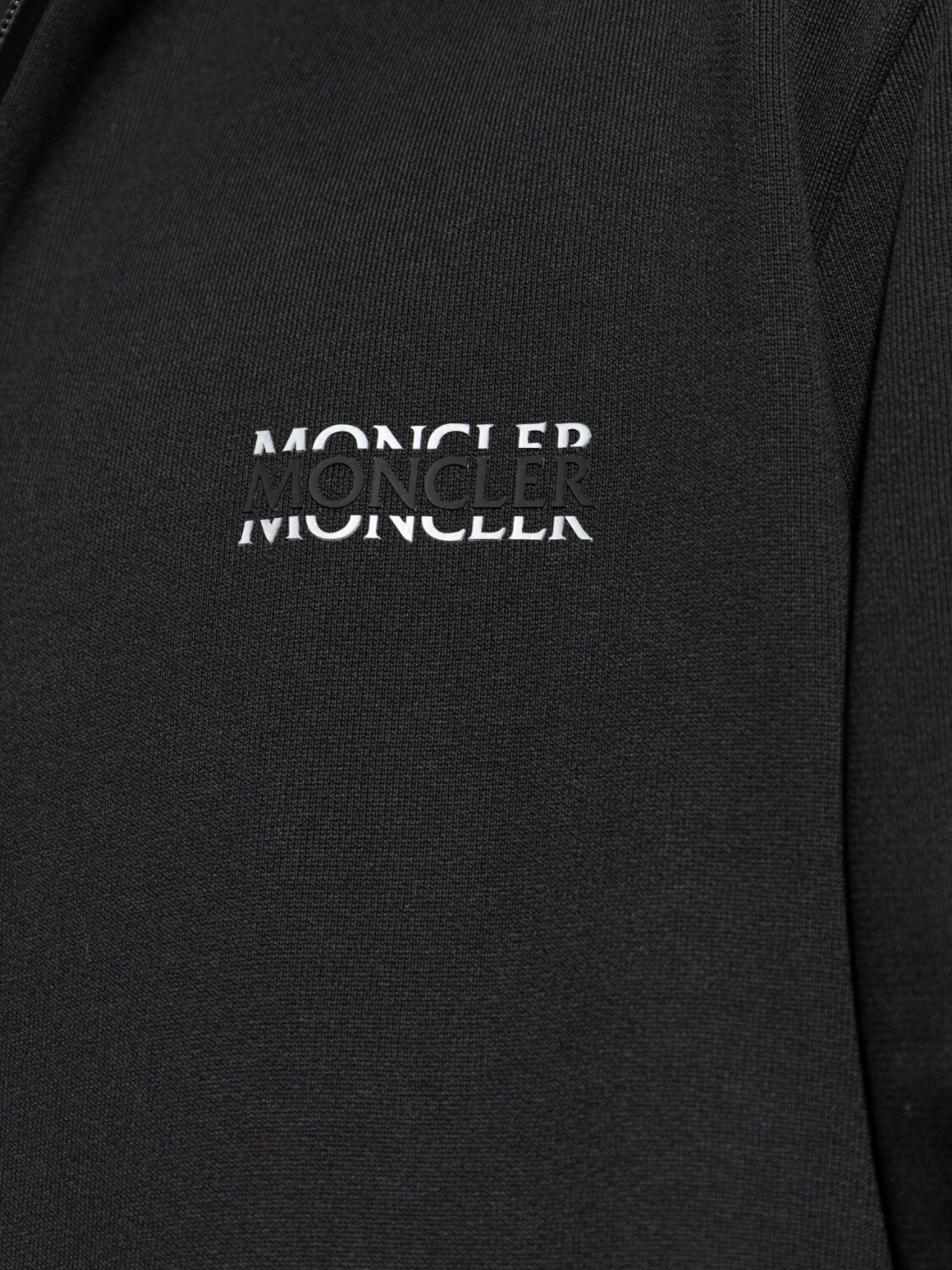 MONCLER - Campera de algodón suave con capucha Negro