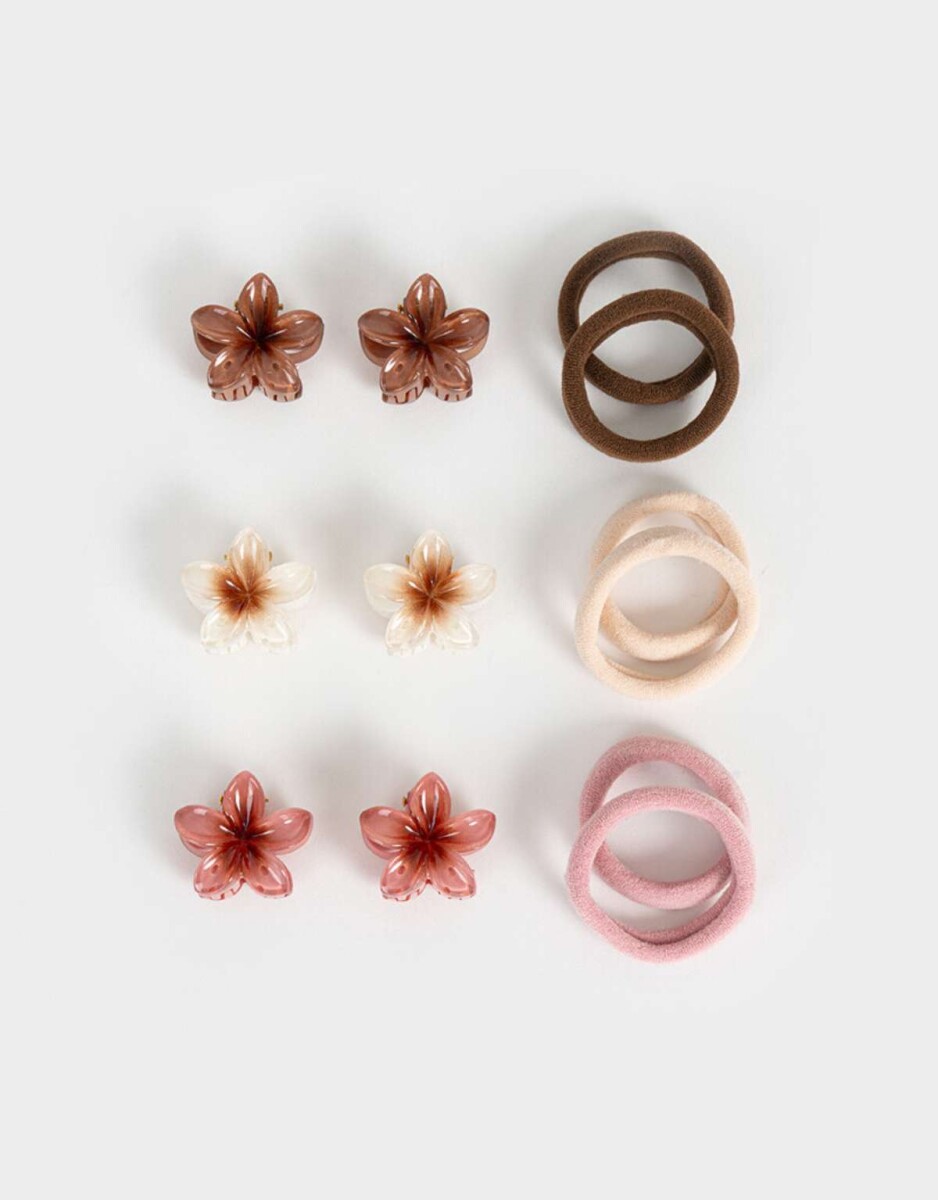 Set De Accesorios De Pelo - Combinacion Tricolor 