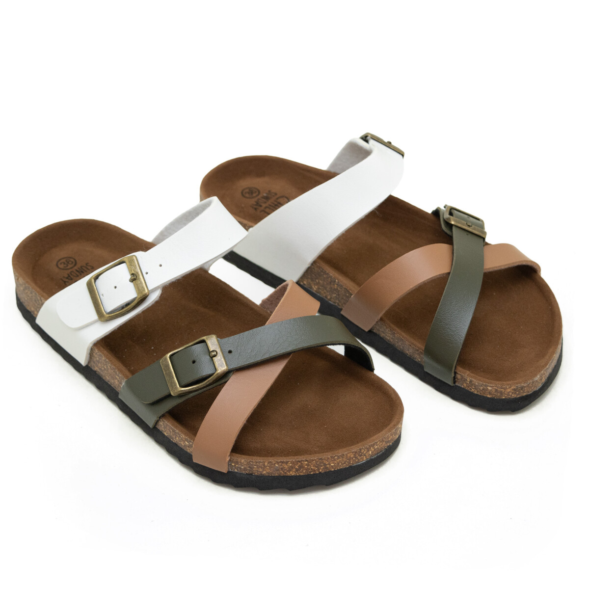 Sandalias Chill Sunday de Mujer - YF01W - Blanco-verde 
