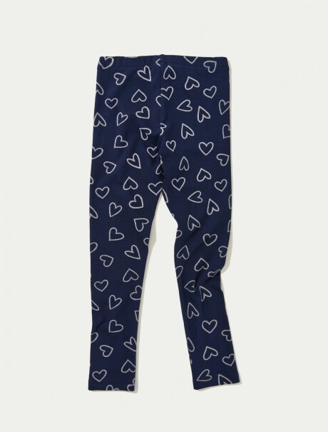 CALZA BÁSICA CON ESTAMPADO EN TELA ACANALADA AZUL