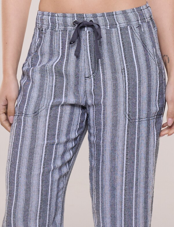Pantalon Lino NEGRO/BLANCO