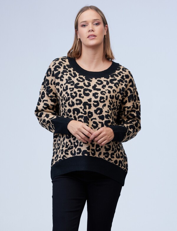 Buzo Animal Print NEGRO/BEIGE