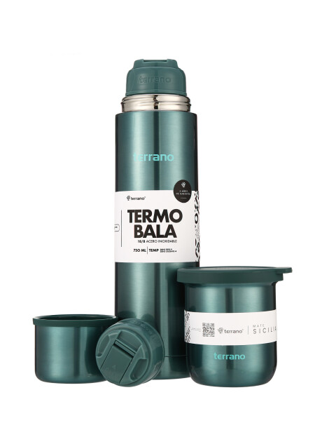 Kit Acero Bala Metalizado - 750mL + Mate Sicilia Verde