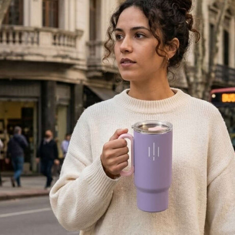Vaso térmico de acero con tapa y asa - 560ml Violeta