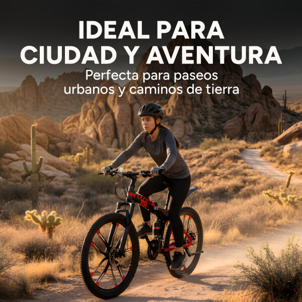 Bicicleta JJFH Rod 26 Doble Suspensión Plegable Freno Disco Rojo 1