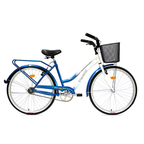 Bicicleta Peretti Urbana Full Dama R26 c/ Canasto Parrilla Blanco/azul