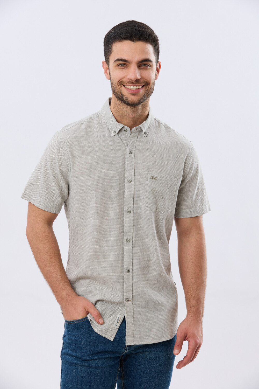 CAMISA CUADROS DE LINO Verde
