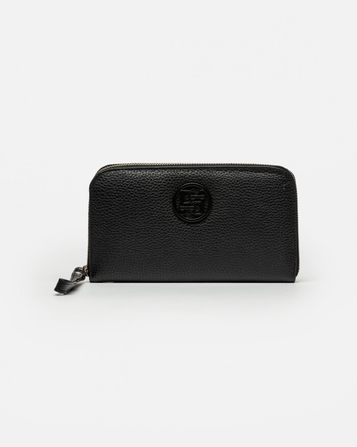 Billetera P&P En Cuero Graneado Negro