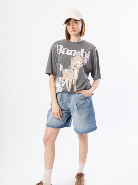 REMERA BROKEN BAMBI GRIS OSCURO