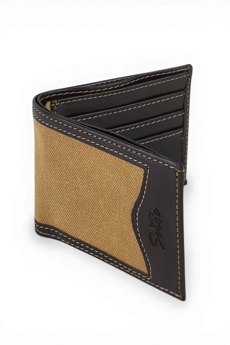 Billetera de lona con marco beige