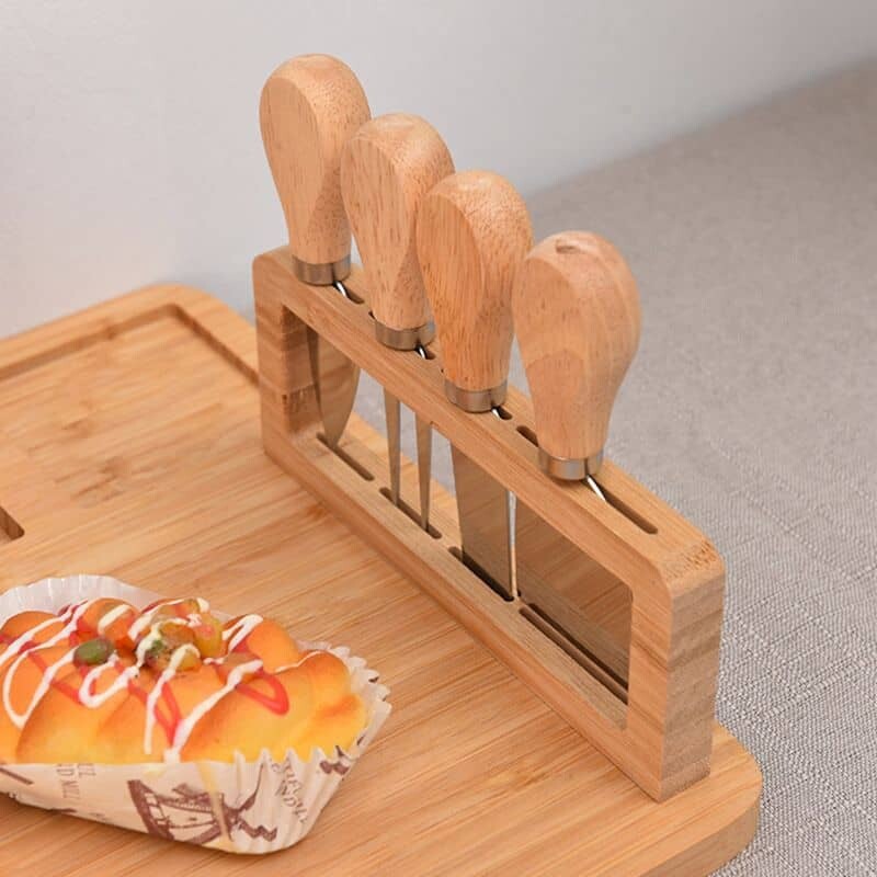 Tabla picadas madera bambú y kit cuchillos Tabla picadas madera bambú y kit cuchillos