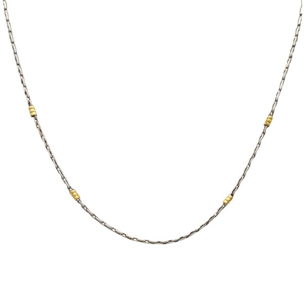 Cadena Eslabón avena- Plata y Oro-Sin piedra-CD5079 sinpiedra