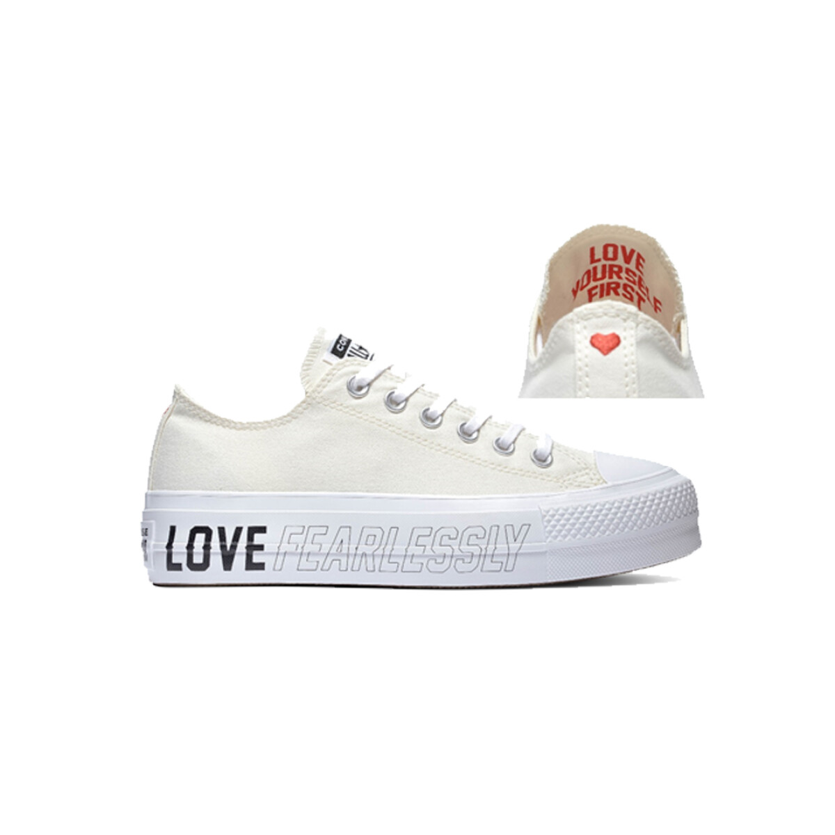 Championes Converse de Dama ALL STAR LIFT LOVE OX - 168322C - EGRET/BLACK/WHITE 