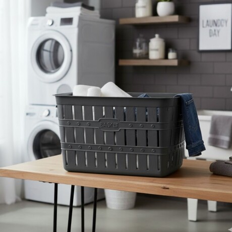 Cesto para ropa símil bambú 20 lts GRIS