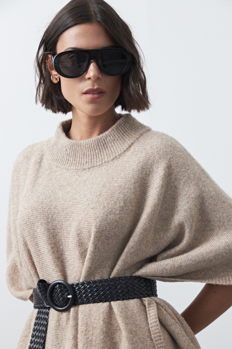 PONCHO DORIEL Beige Melange