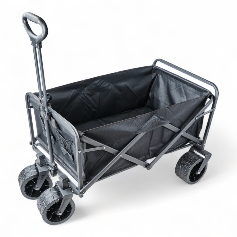 Carro Plegable Multiuso Playa Jardín Camping Carga 150 Kgr Negro