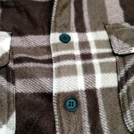 Campera Camisa Leñadora Cangurito Capucha Botones Marron