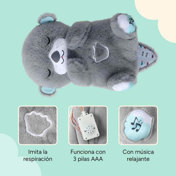 Peluche Nutria Bebé Respira Y Relaja Dormir Niño Tendencia Color Variante Gris