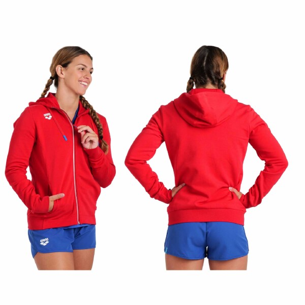 Campera Canguro Con Capucha Deportivo Para Mujer Arena Women's Team Hooded Jacket Panel Rojo