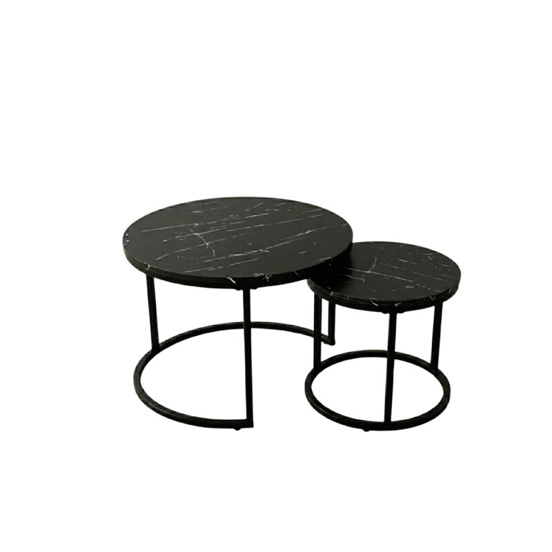 Set 2 mesas auxiliares ratonas tipo nido Doncaster Negro/Negro