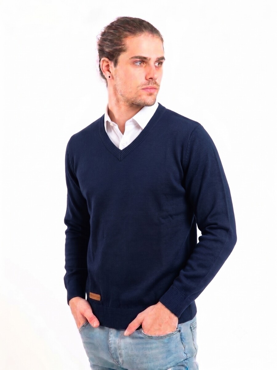 Sweater Algodon Escote V - Navy 