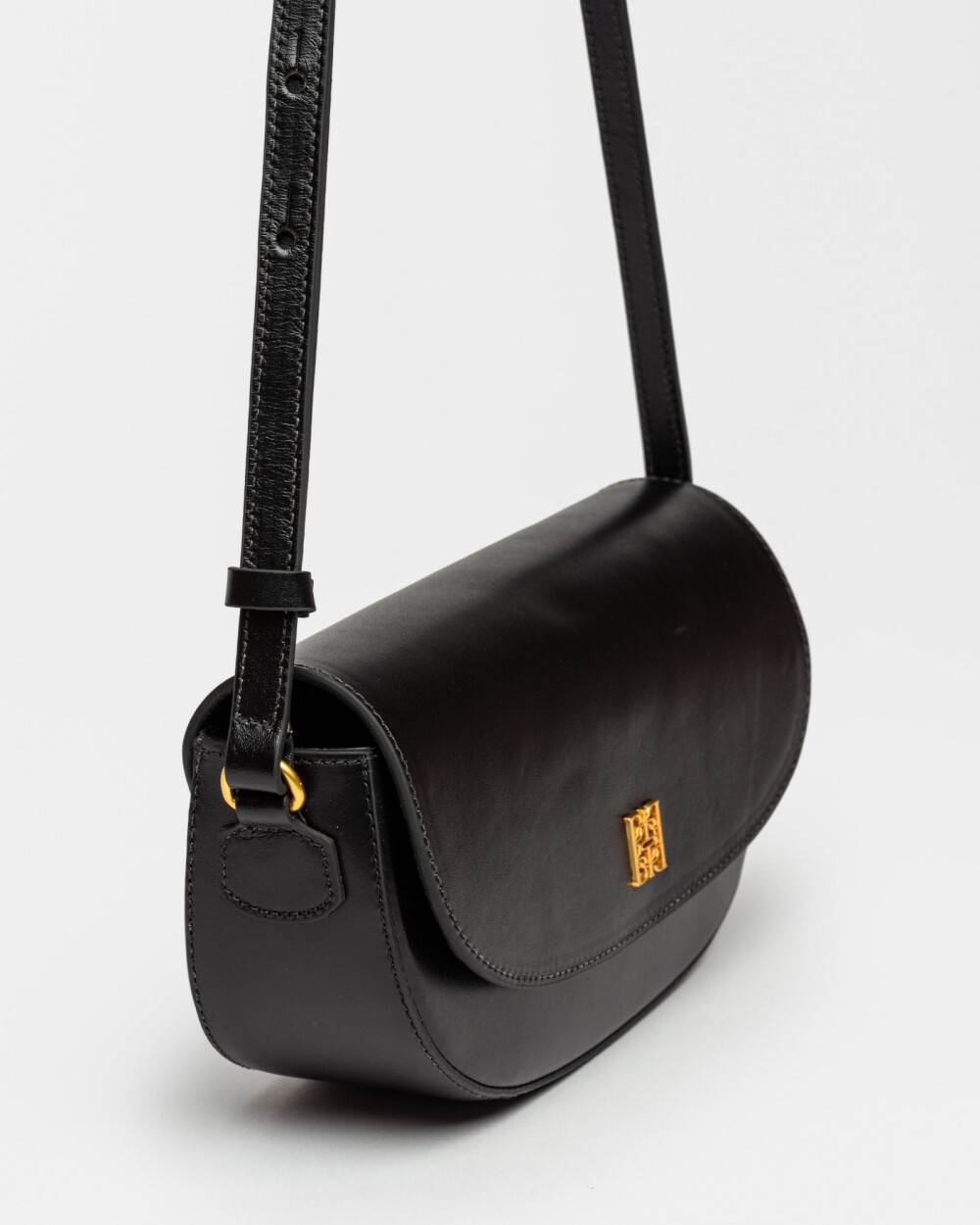 Bandolera Lunette en cuero vaquita Negro