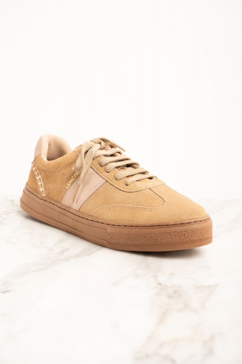 Zapatilla Combinada Gamuza Mocha