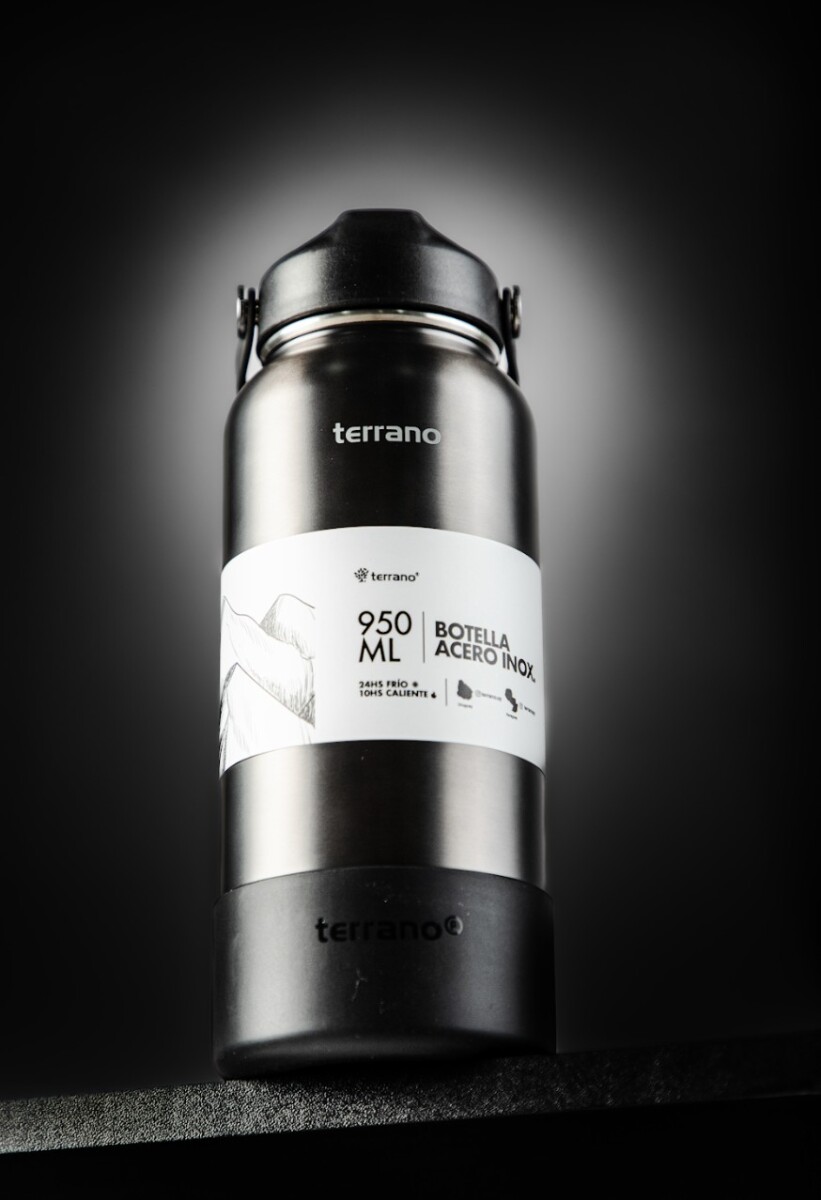 Botella Térmica con Pico 950mL. - Negro Metalizado 