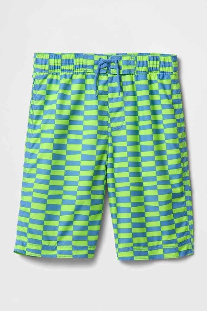 Traje De Baño Niño Green/ Blue Check