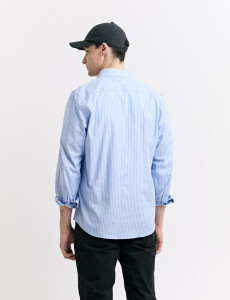 012608 CAMISA HARRINGTON LABEL Celeste/blanco