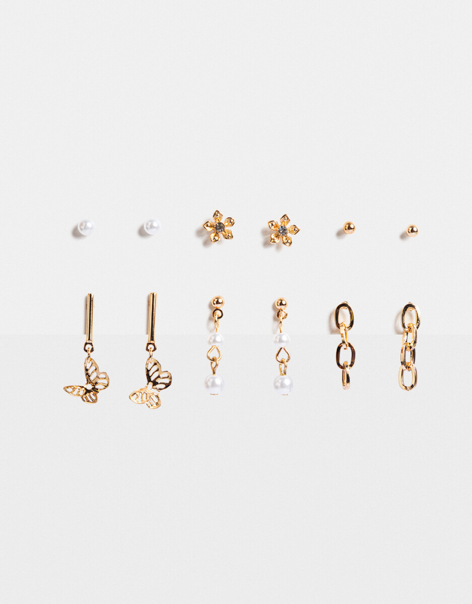 Set De Aros Con Perlas 