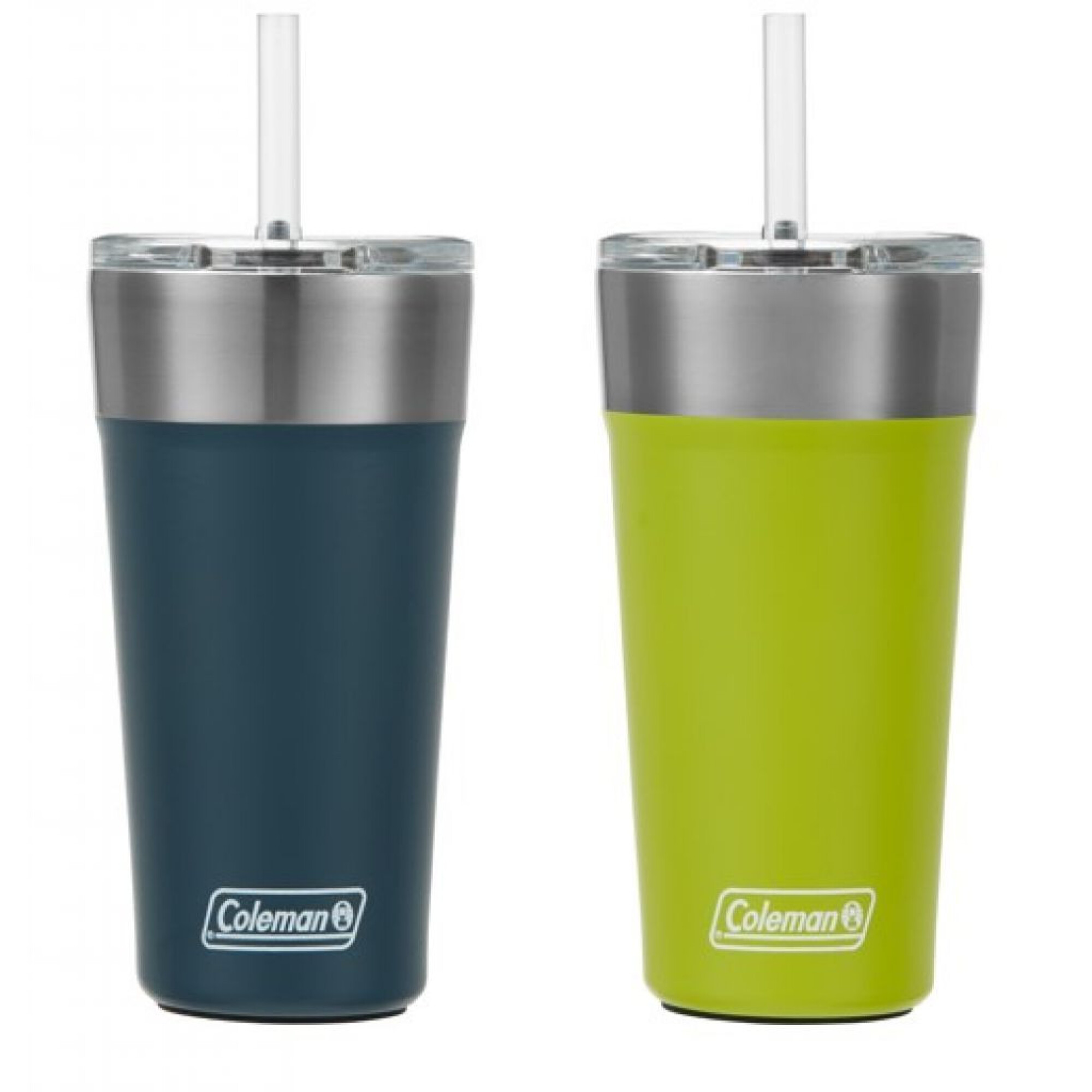 Pack de vaso Coleman con abridor y pajita 600ml - Azul y Verde