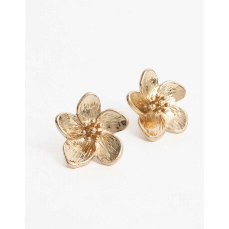 Aros Pasantes Flor Bañado En Oro Dorado
