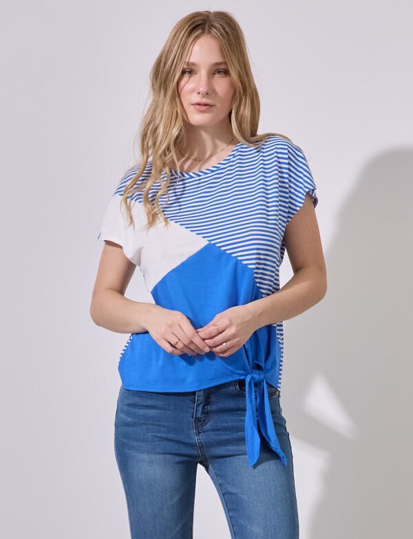 Remera Lineas AZUL/BLANCO